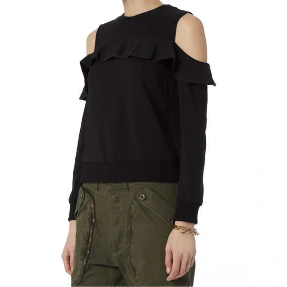 A.L.C. Lindsey Ruffle Cold Shoulder Top Black Women’s 0 - Picture 5 of 16